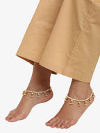 White Gold-Polished Anklets Set Of 2 - Ruby Raang | Grocsy