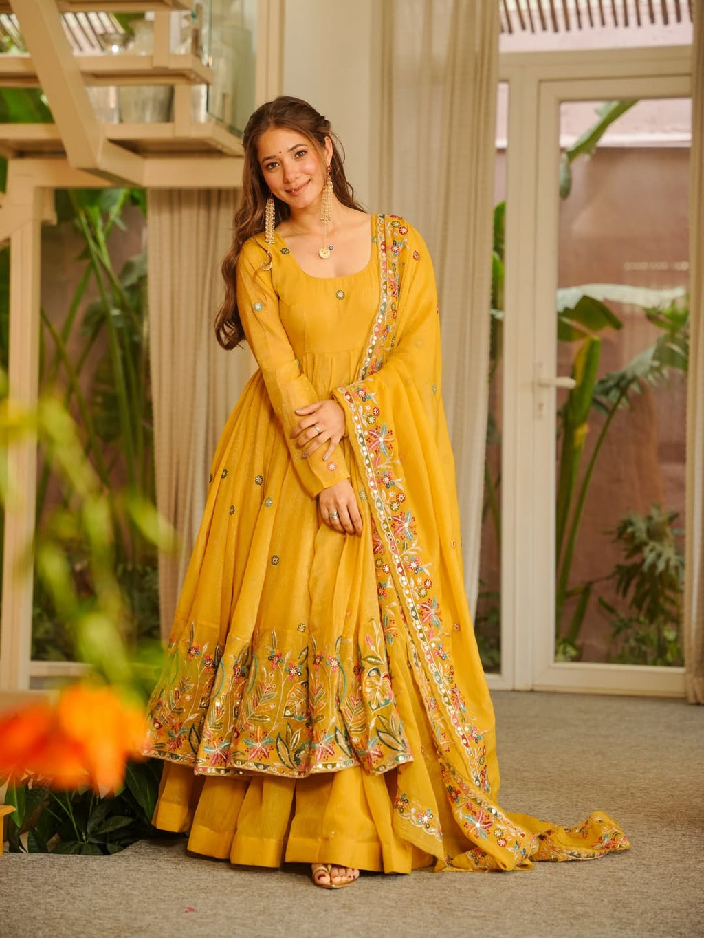 Yash Enterprise Yellow Crunchy Silk Party Wear Sharara Suit Set | Grocsy