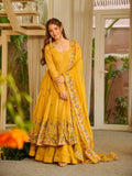 Yash Enterprise Yellow Crunchy Silk Party Wear Sharara Suit Set | Grocsy
