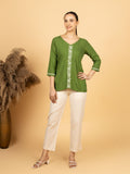 Gharana India Luxury Rayon Green Chikankari Top | Grocsy