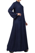 Bashariya Simple Front Open Abaya In Rayon Fabric With Pockets - NavyBlue | Grocsy
