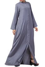 Bashariya Simple Front Open Abaya In Rayon Fabric With Pockets - Grey | Grocsy