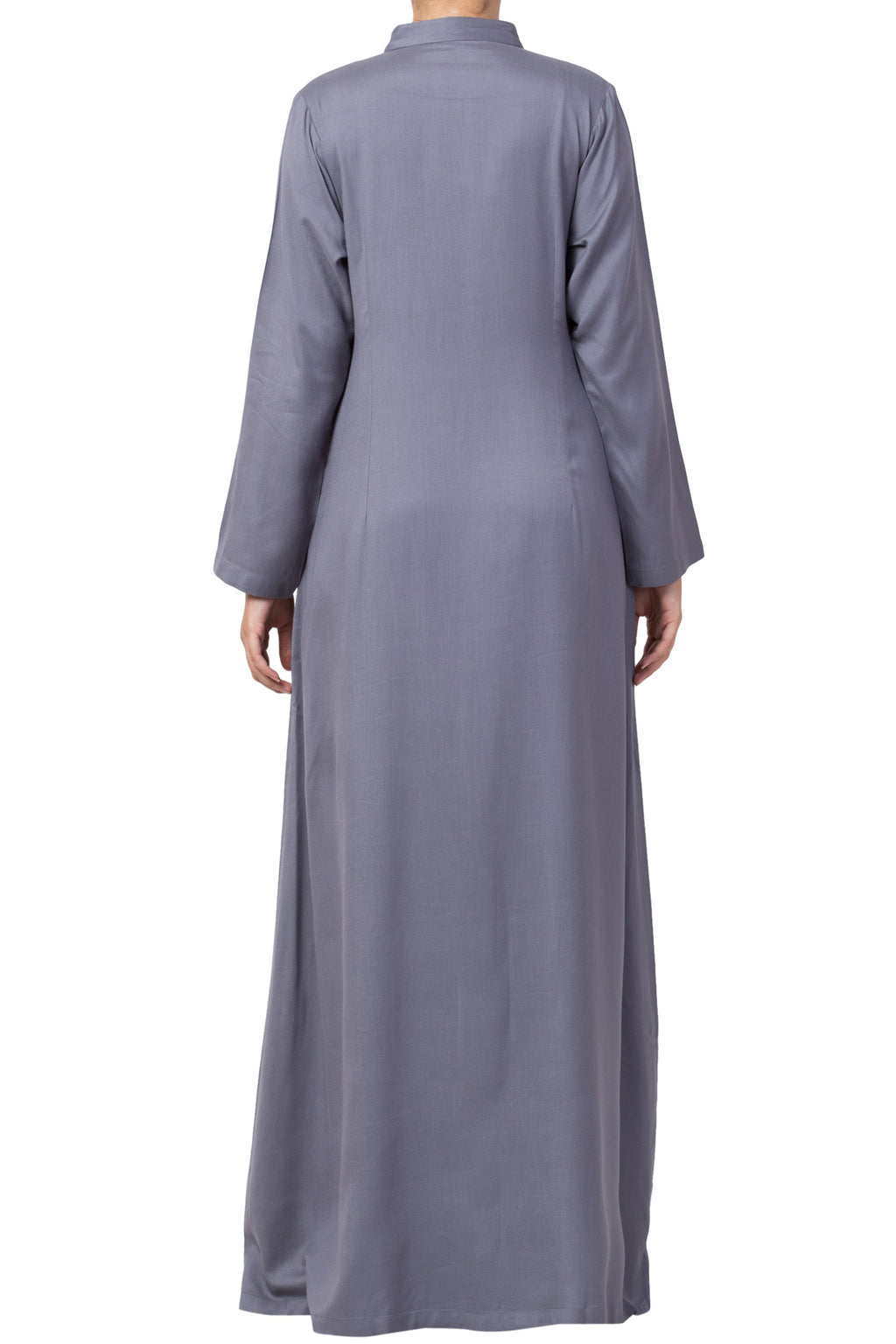 Bashariya Simple Front Open Abaya In Rayon Fabric With Pockets - Grey | Grocsy