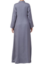 Bashariya Simple Front Open Abaya In Rayon Fabric With Pockets - Grey | Grocsy