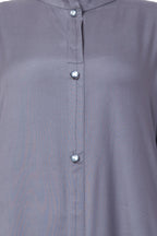Bashariya Simple Front Open Abaya In Rayon Fabric With Pockets - Grey | Grocsy