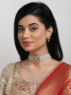 Kundan Choker With Pearls, Earrings - Ruby Raang | Grocsy