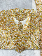 Lorenvalley Fashion Yellow Pure Faux Georgette Zigzag Print Fully Flair Anarkali Pant With Dupatta - Yellow | Grocsy