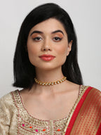 Gold-Polished Kundan Choker - Ruby Raang | Grocsy