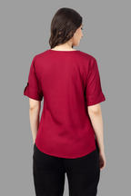 House of RP Women Maroon Rayon Solid Casual Tunic | Grocsy