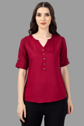 House of RP Women Maroon Rayon Solid Casual Tunic | Grocsy