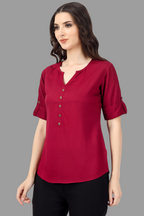House of RP Women Maroon Rayon Solid Casual Tunic | Grocsy