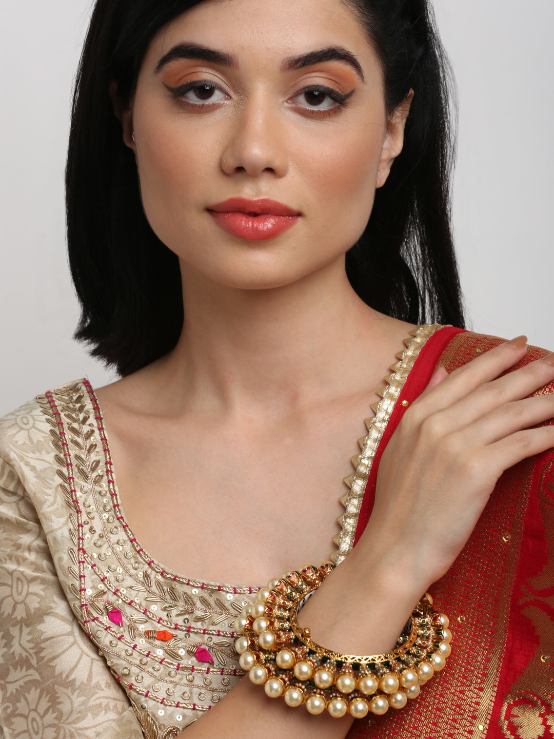 Multi Embellished Bangle Set Of 2 - Ruby Raang