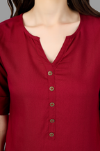 House of RP Women Maroon Rayon Solid Casual Tunic | Grocsy
