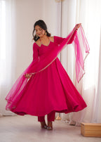 Evanik Women Ranipink Ethnic Anarkali Kurta Set For Festive & Wedding Wear | Grocsy