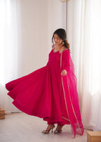 Evanik Women Ranipink Ethnic Anarkali Kurta Set For Festive & Wedding Wear | Grocsy