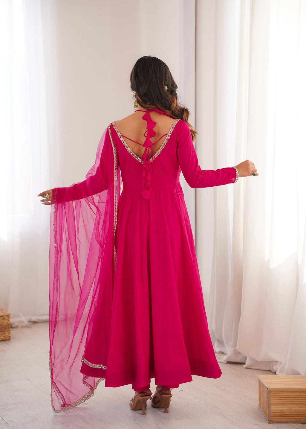 Evanik Women Ranipink Ethnic Anarkali Kurta Set For Festive & Wedding Wear | Grocsy