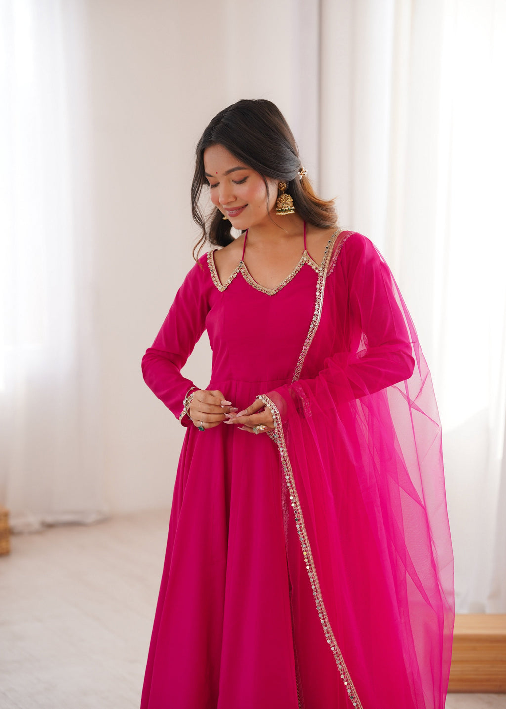 Evanik Women Ranipink Ethnic Anarkali Kurta Set For Festive & Wedding Wear | Grocsy