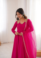 Evanik Women Ranipink Ethnic Anarkali Kurta Set For Festive & Wedding Wear | Grocsy