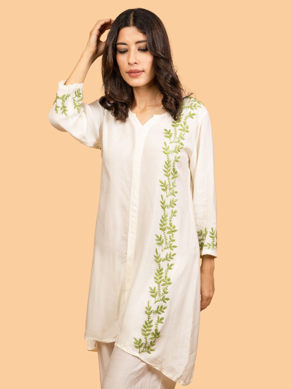 Gharana India Pure Muslin Short Chikankari Kurta | Grocsy
