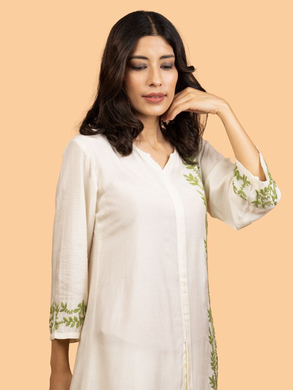 Gharana India Pure Muslin Short Chikankari Kurta | Grocsy
