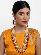 Kundan Neckpiece With Earrings - Ruby Raang | Grocsy