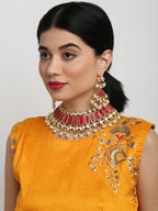 Long Kundan Neckpiece With Earrings - Ruby Raang | Grocsy