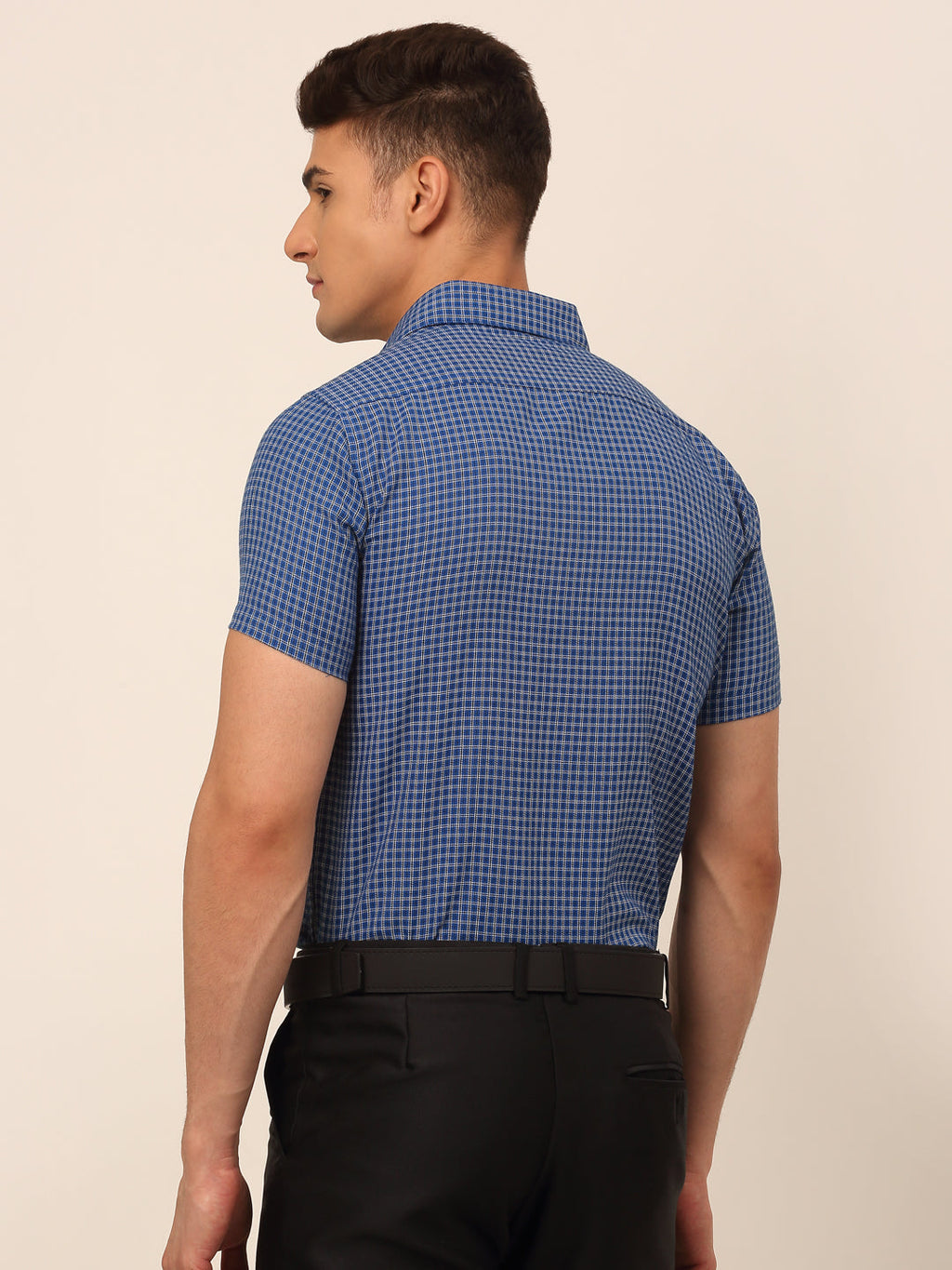 Jainish Men's Mens Brought Checked Formal shirts - Blue | Grocsy