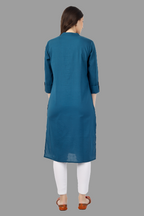 House of RP Women's Light Blue Solid Cotton Straight Kurta | Grocsy