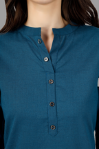 House of RP Women's Light Blue Solid Cotton Straight Kurta | Grocsy