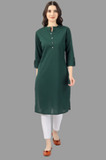 House of RP Women's Green Solid Cotton Straight Kurta | Grocsy