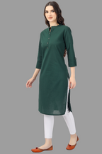 House of RP Women's Green Solid Cotton Straight Kurta | Grocsy
