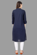 House of RP Women's Blue Solid Cotton Straight Kurta | Grocsy