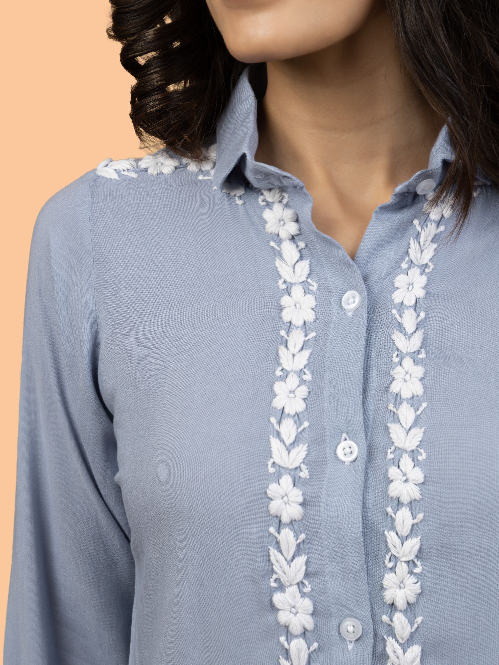 Gharana India Rayon Grey Coloured Chikankari Shirt Top | Grocsy