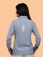 Gharana India Rayon Grey Coloured Chikankari Shirt Top | Grocsy