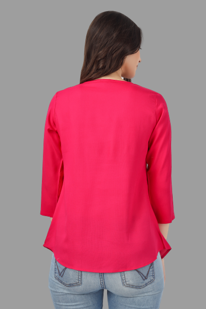 House of RP Women Pink Rayon Embroidered Flared Tunic | Grocsy
