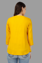 House of RP Women Yellow Rayon Embroidered Flared Tunic | Grocsy