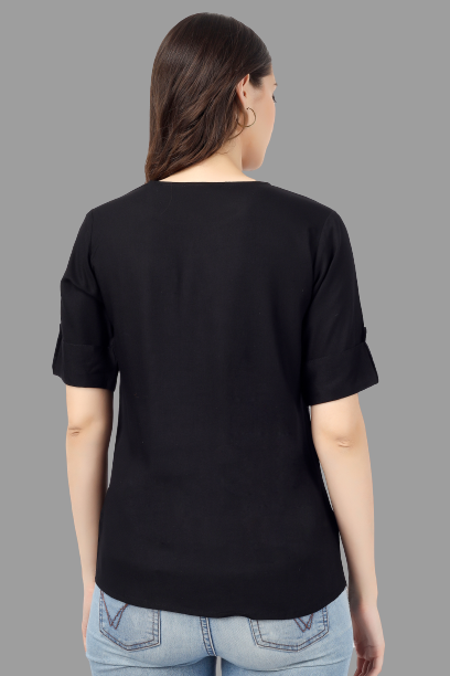 House of RP Women Black Rayon Solid Casual Tunic | Grocsy