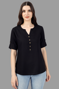 House of RP Women Black Rayon Solid Casual Tunic | Grocsy