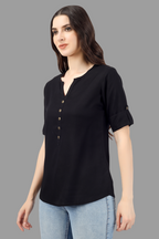 House of RP Women Black Rayon Solid Casual Tunic | Grocsy