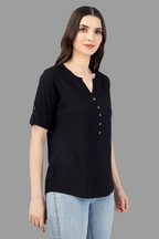 House of RP Women Black Rayon Solid Casual Tunic | Grocsy