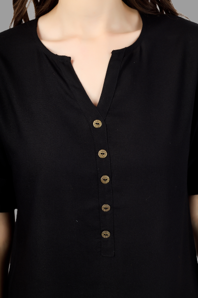 House of RP Women Black Rayon Solid Casual Tunic | Grocsy