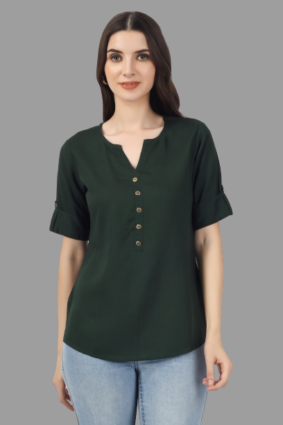 House of RP Women Green Rayon Solid Casual Tunic | Grocsy