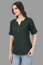 House of RP Women Green Rayon Solid Casual Tunic | Grocsy