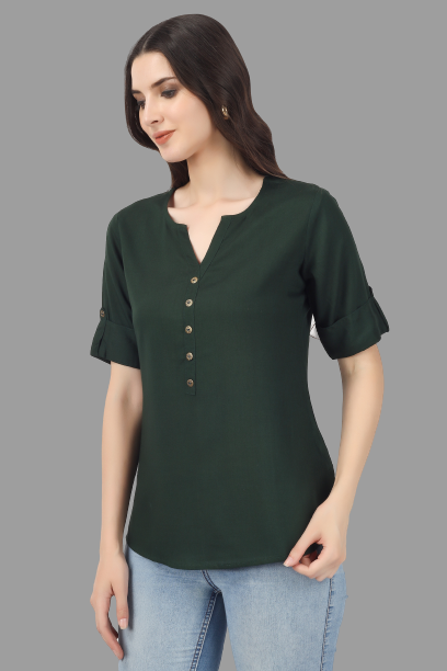 House of RP Women Green Rayon Solid Casual Tunic | Grocsy