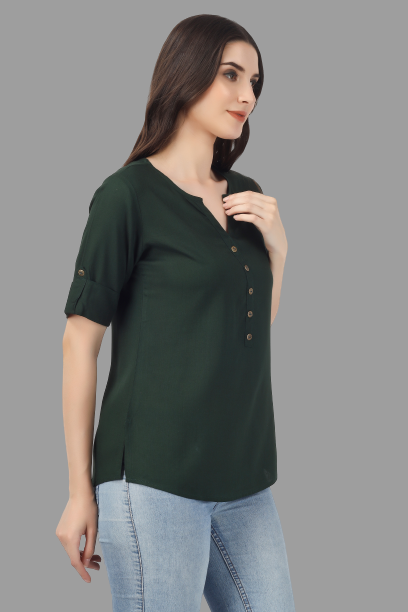 House of RP Women Green Rayon Solid Casual Tunic | Grocsy