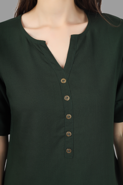 House of RP Women Green Rayon Solid Casual Tunic | Grocsy