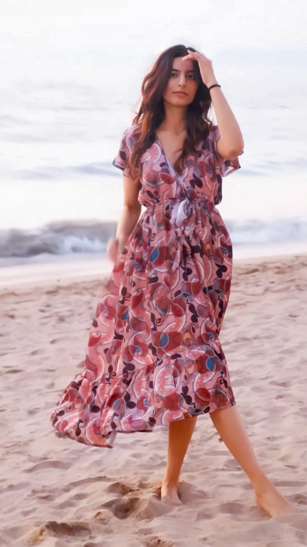 Noroke Sustainable fabric | Bemberg Brown Printed High Low Dress | Grocsy