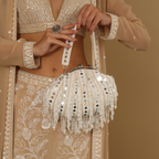 New Stylish Partywear White Mirror Work Potli Bag for Womens by House of Ree - Swadesiicart