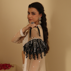 New Stylish Partywear Black Mirror Work Potli Bag for Womens by House of Ree - Swadesiicart