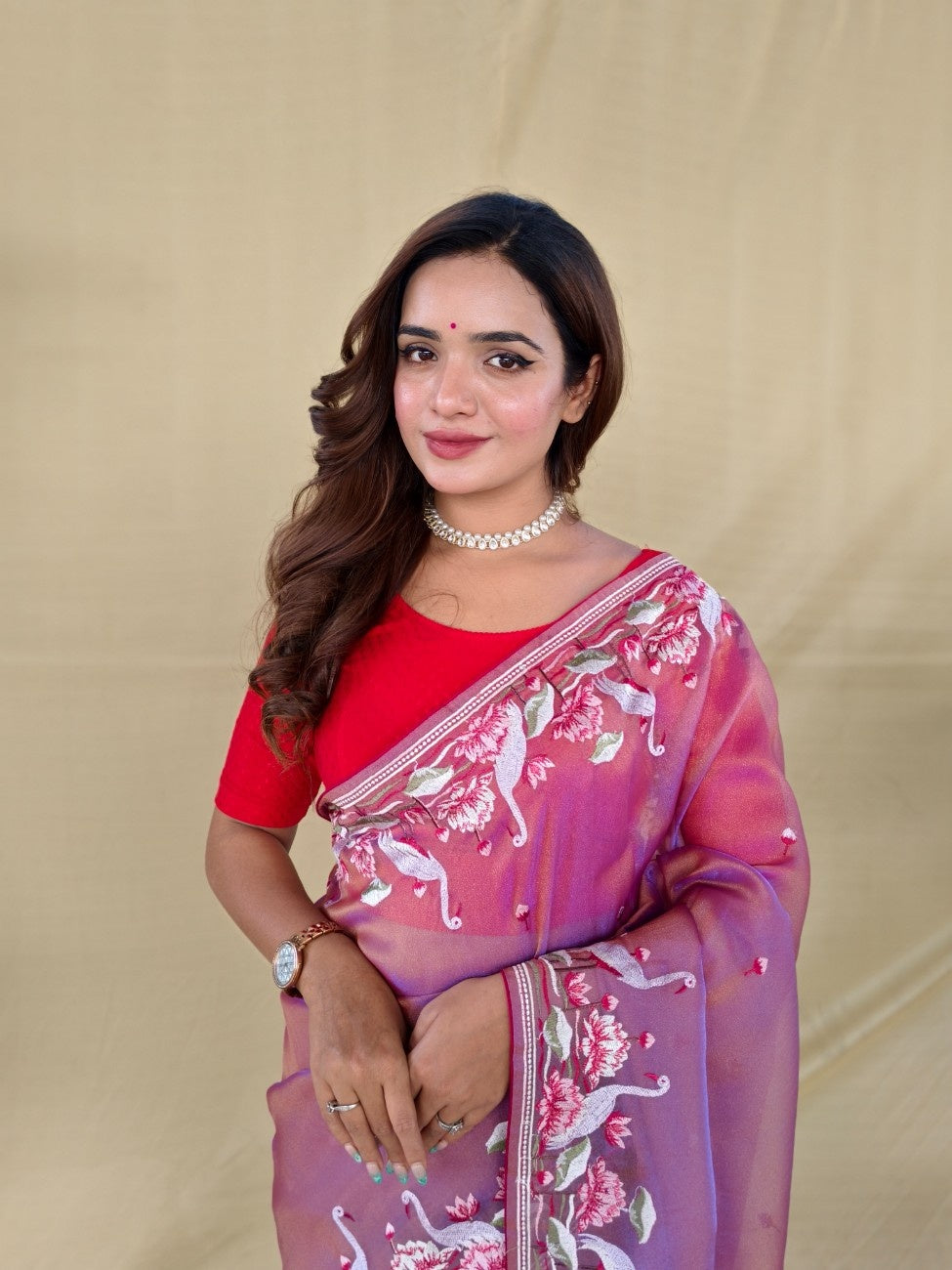 Mameraa Sarees Pink Royal Gabbana Silk Saree Woven In A Shiny Dual-Tone Finish-Pink | Grocsy